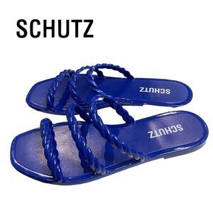SCHUTZ Diana Blue Women's Rope Slide Sandals NEW 8